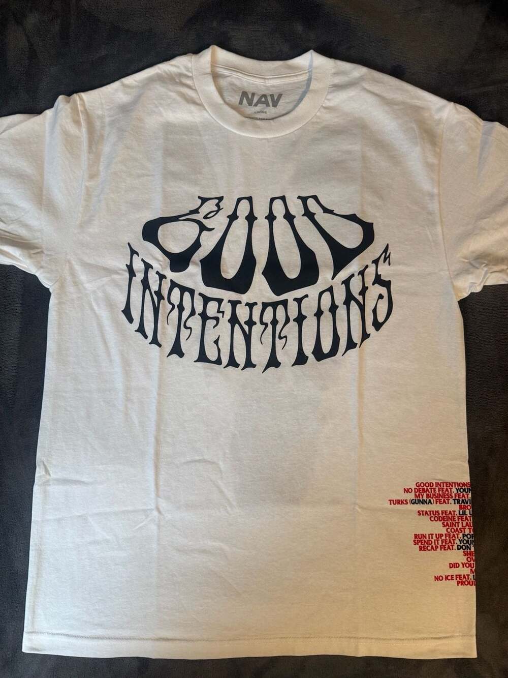 NAV x VLONE Good Intentions Tracklist T-Shirt White